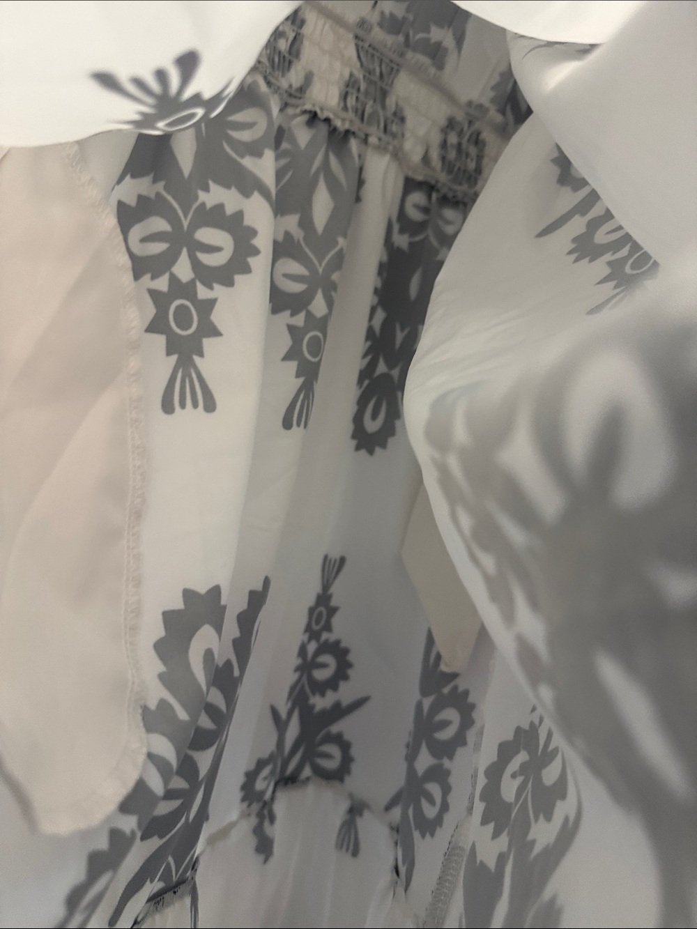 White and Black Embroidered Bohemian Neck Maxi Dress - Picture 7 of 8